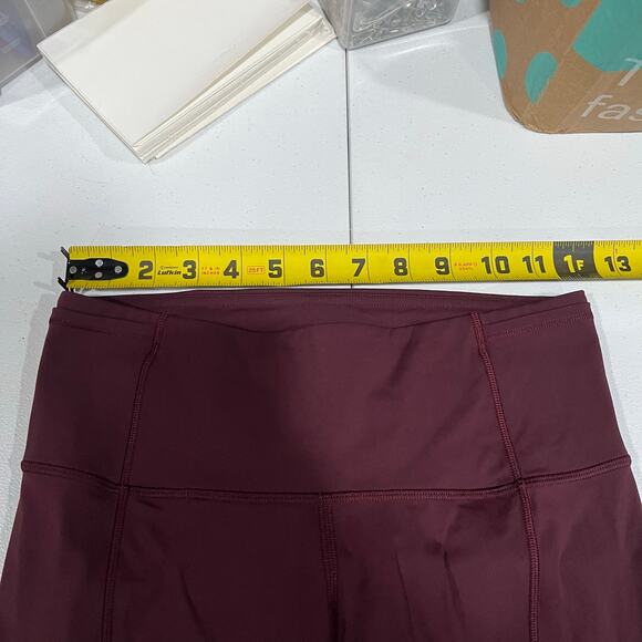 Lululemon Women Fast Free HR Crop 19” LW6BCUS Maroon Size 6 Gym Workout - Picture 6 of 8